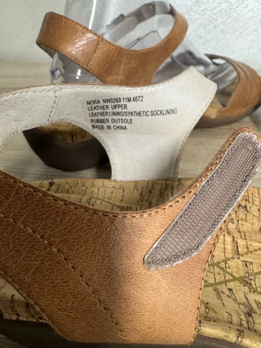 Abeo Nora Sz 11M Neutral Mid Heel Stone Brown Leather Cork Footbed Sandal Comfy - Picture 9 of 10